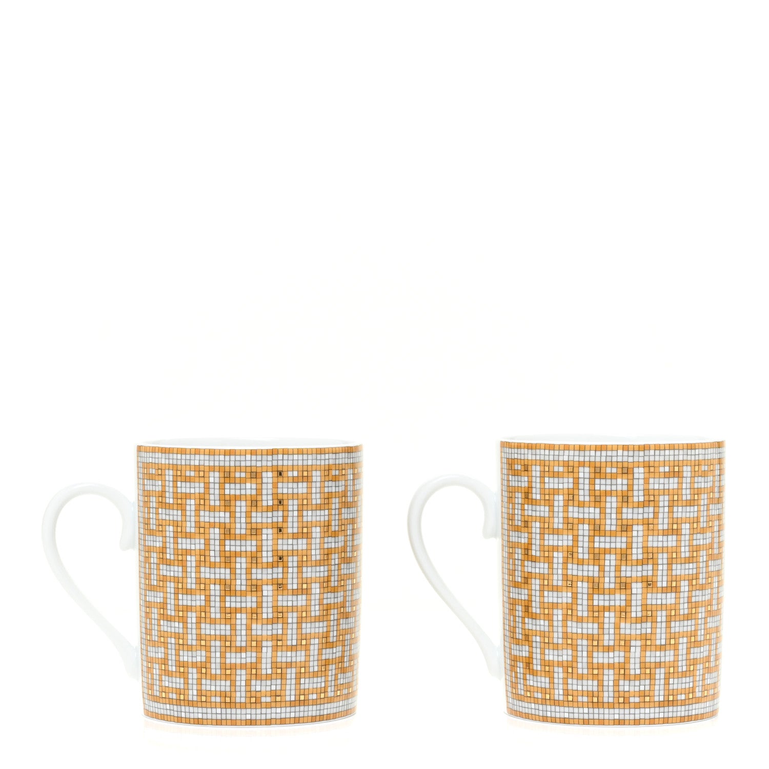 Hermes Porcelain Mosaique au 24 Mug Set of 2 Gold 3 of 8