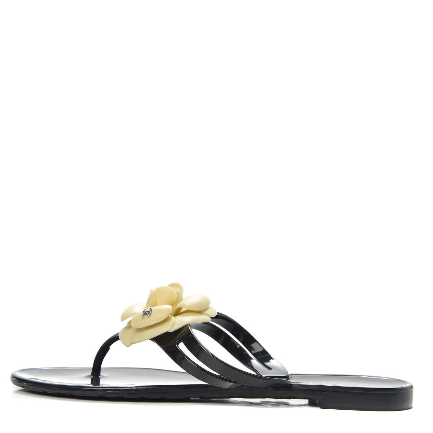 Jelly Camellia Thong Sandals 40 Black Ivory