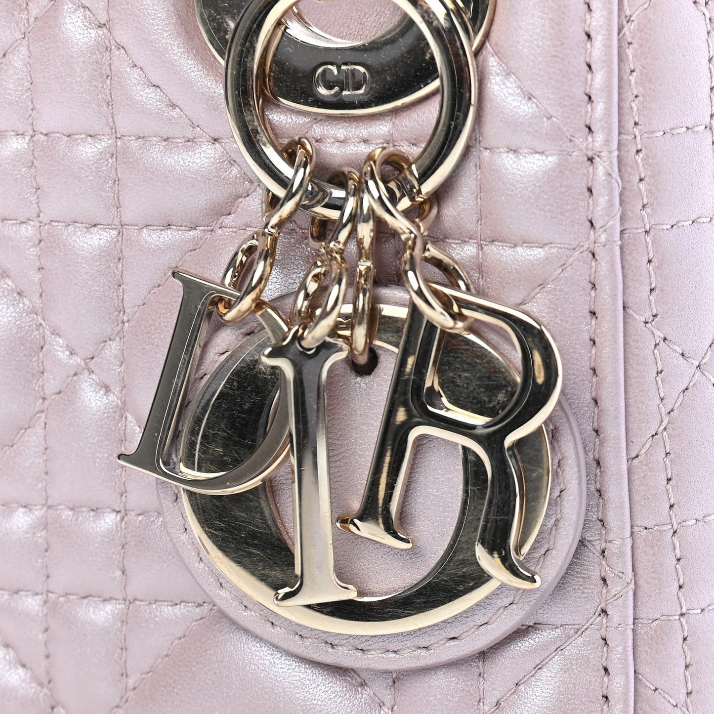 Metallic Lambskin Cannage Mini Lady Dior Lotus
