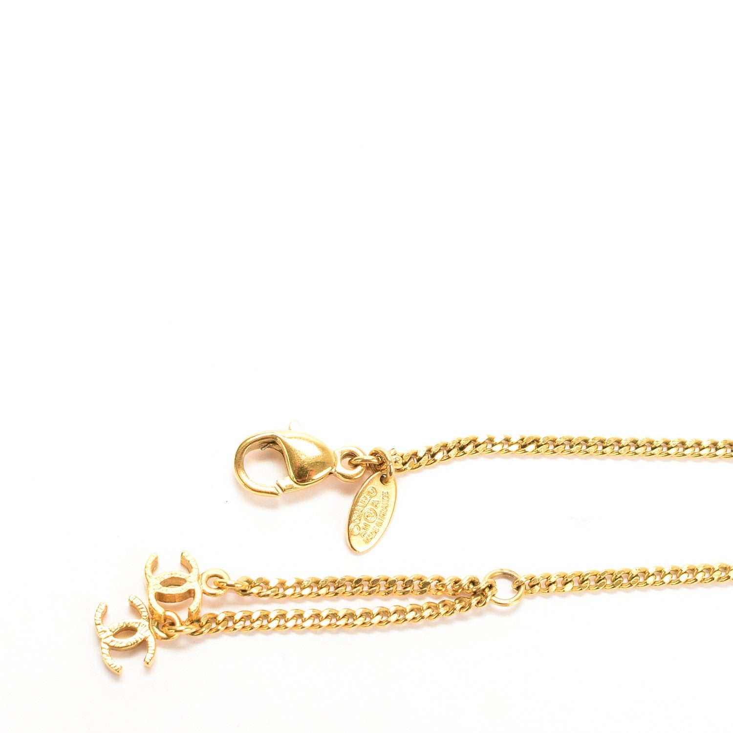 Chanel Resin CC Pendant Necklace Gold 3 of 3