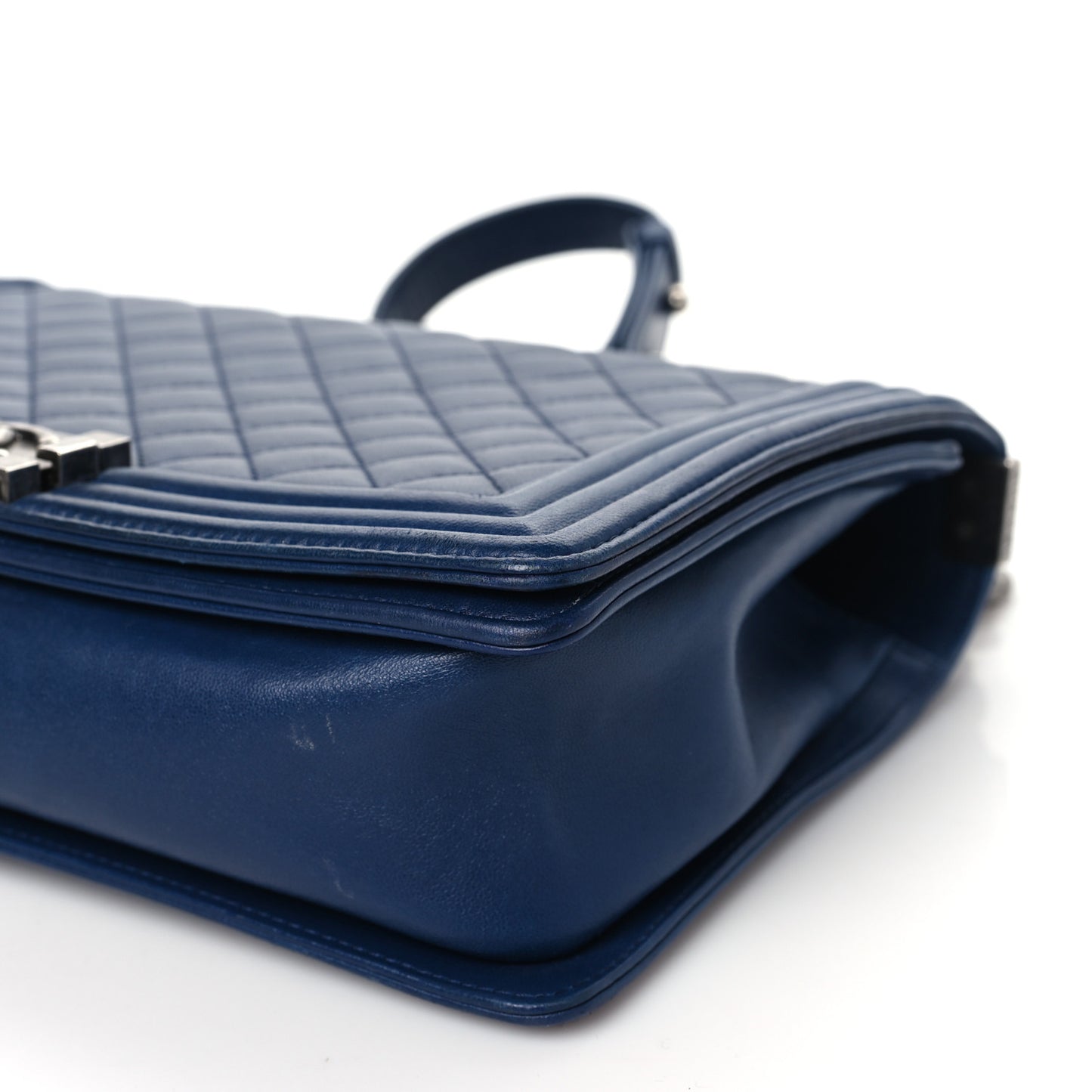 Calfskin Quilted New Medium Boy Flap Dark Blue