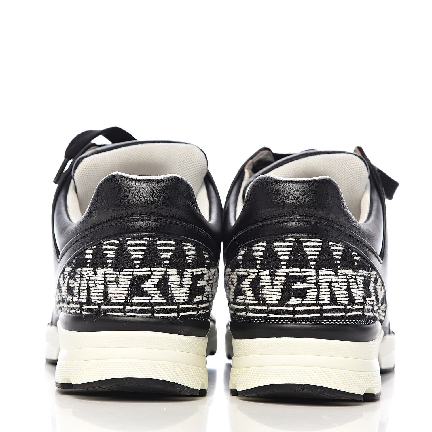 Chanel Calfskin Tweed CC Sneakers 38 Black White 10 of 11