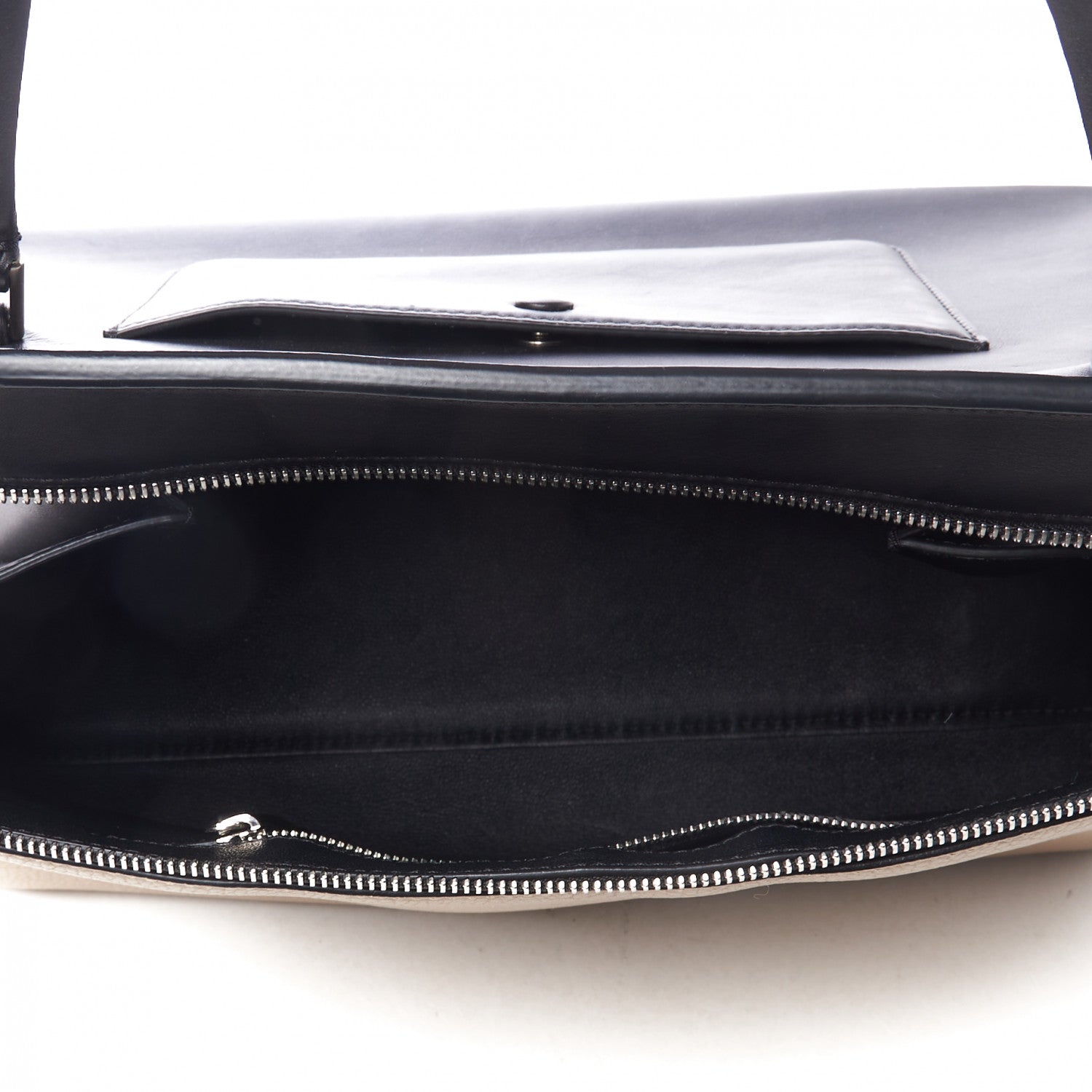 Celine Textured Calfskin Bi-Color Edge Shoulder Bag Black Beige 4 of 8