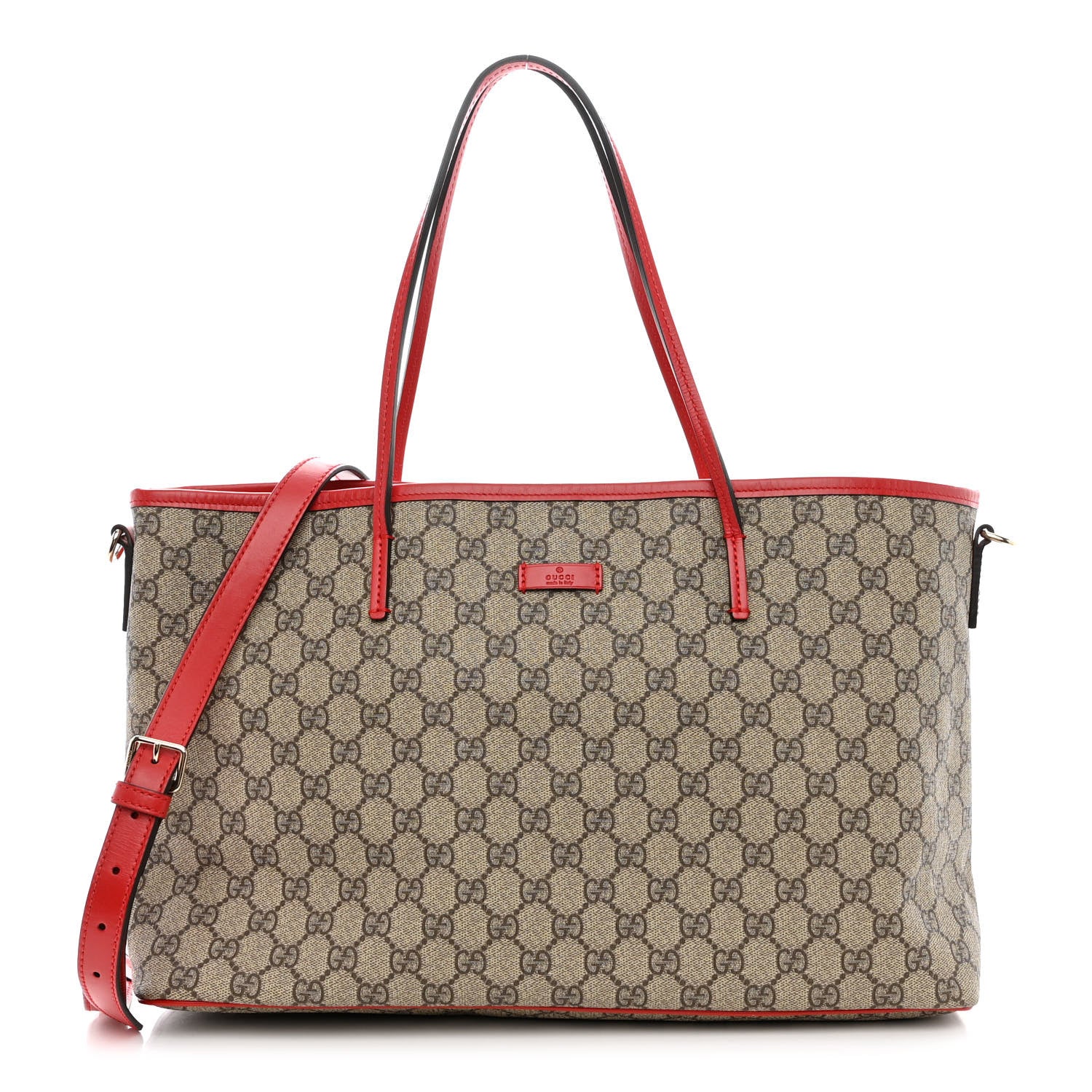Gucci GG Supreme Monogram Medium Zippered Tote Red 1 of 10