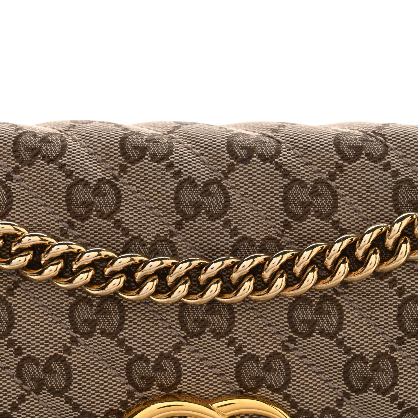 Monogram Azalea Calfskin Matelasse Diagonal Small GG Marmont Chain Shoulder Bag Beige Ebony New Cherry Red