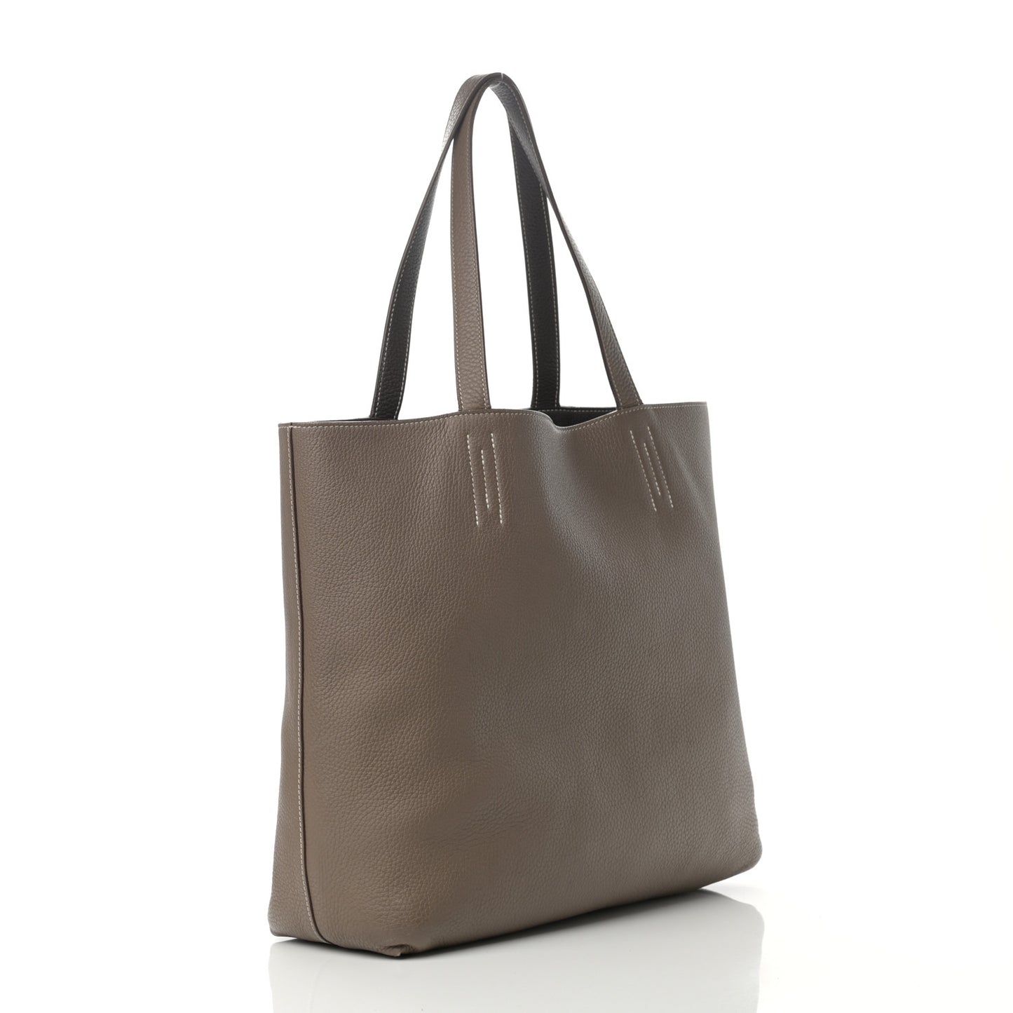 Taurillon Clemence Double Sens 36 Reversible Tote Etoupe Etain