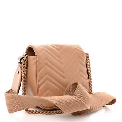Gucci Calfskin Matelasse Monochrome Mini GG Marmont Crossbody Shoulder Bag Camelia Winter Rose 3 of 9