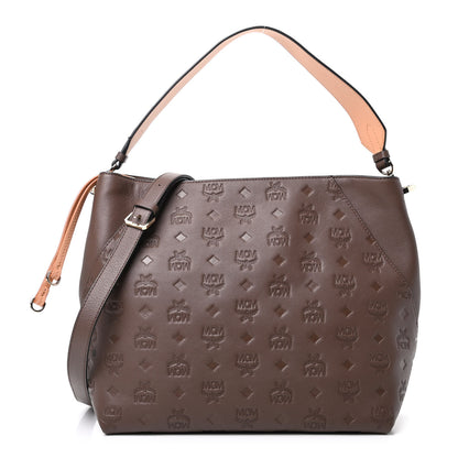 MCM Calfskin Ottomar Monogram Medium Klara Hobo Chestnut 1 of 8
