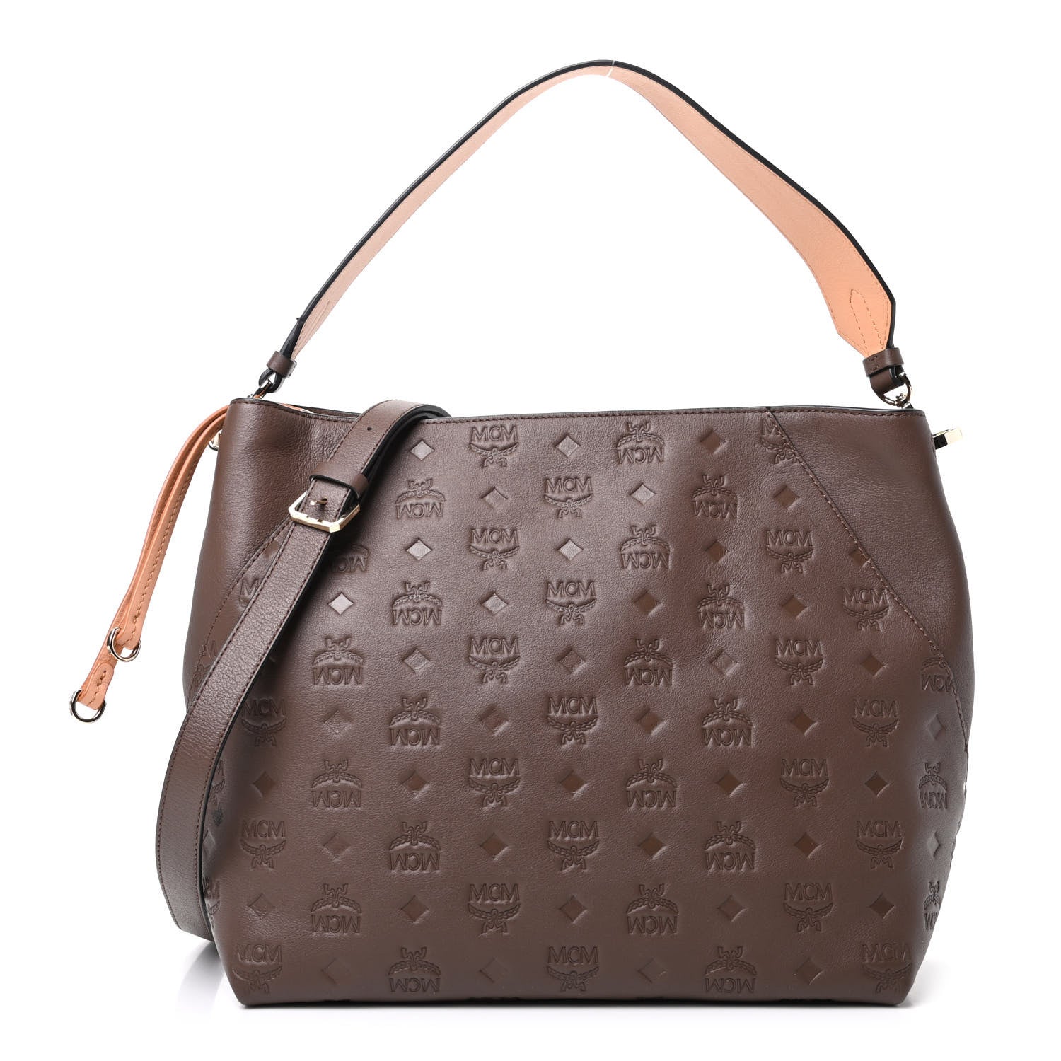 MCM Calfskin Ottomar Monogram Medium Klara Hobo Chestnut 1 of 8