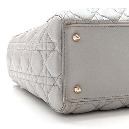 Christian Dior Metallic Lambskin Cannage Medium Lady Dior Silver 9 of 10