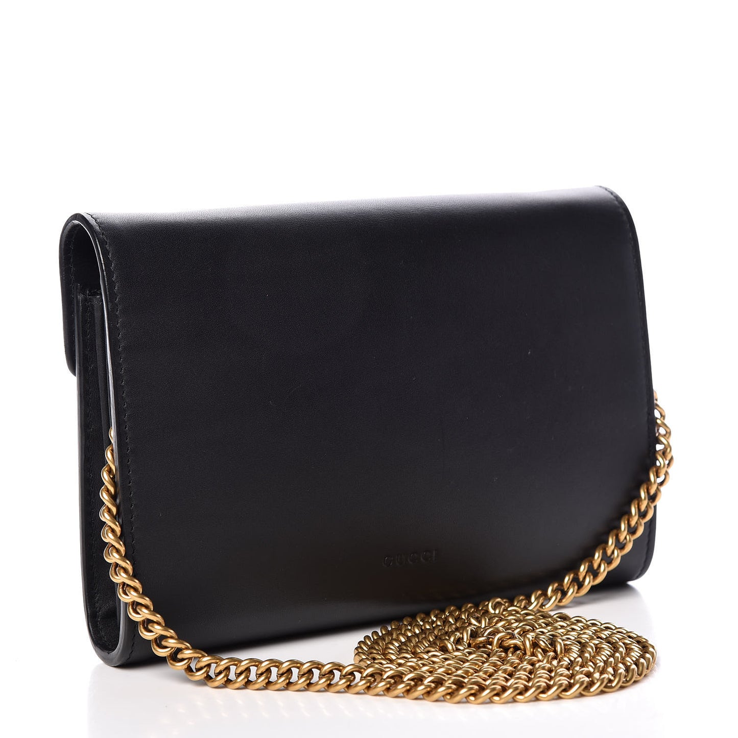 Calfskin Animalier Chain Wallet Black