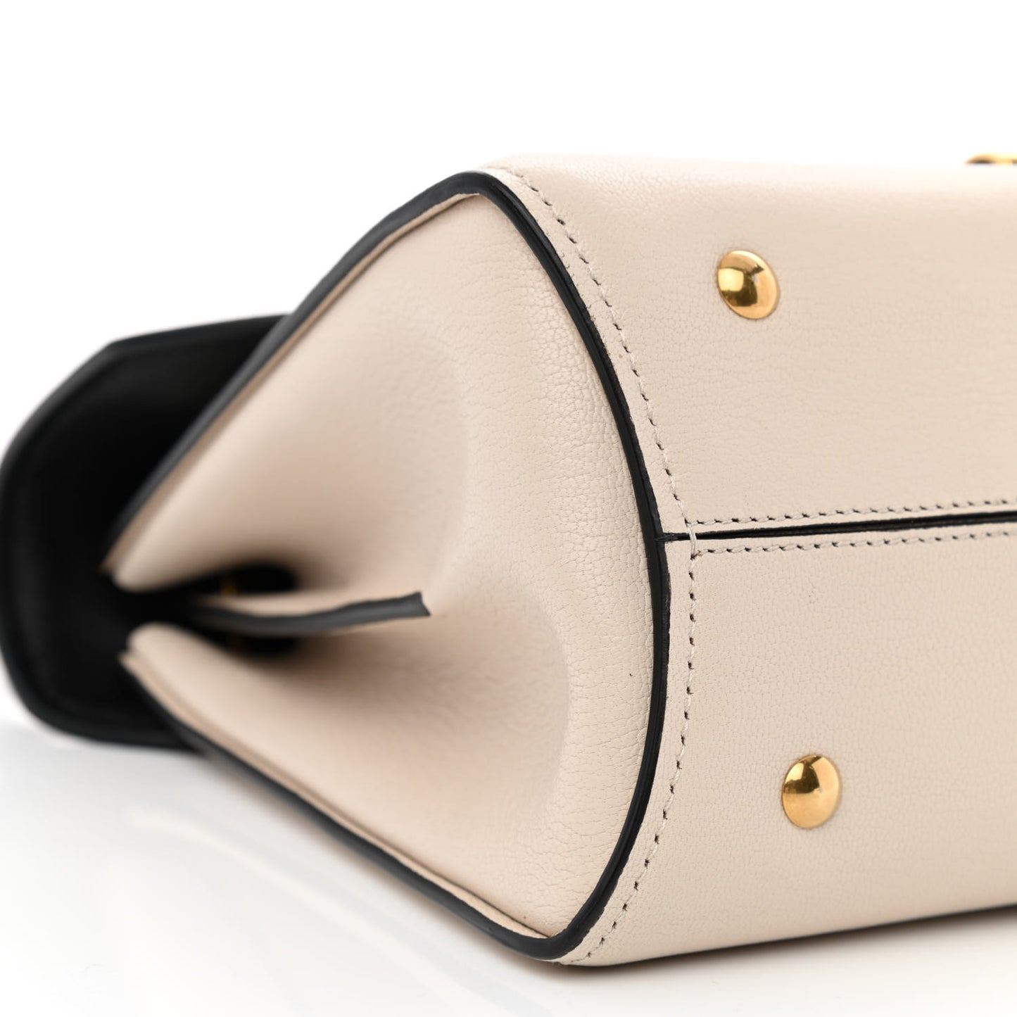 Calfskin Small Margot Top Handle Satchel Bone Black
