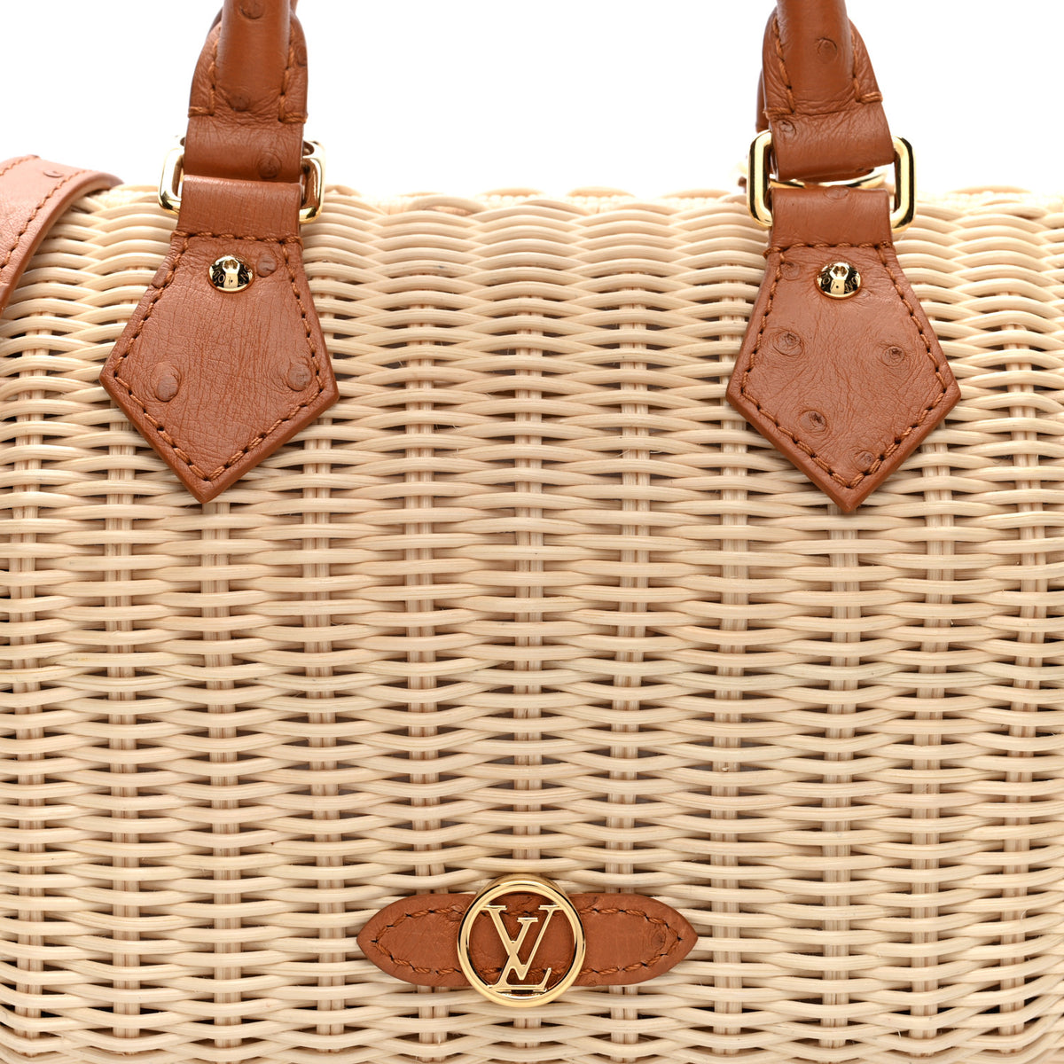 Louis Vuitton Rattan Ostrich Speedy Bandouliere 20 Tan 7 of 9