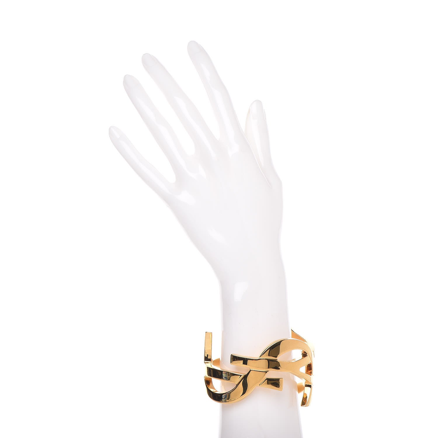 Saint Laurent Brass Monogram Medium Cuff Bracelet Gold 2 of 4