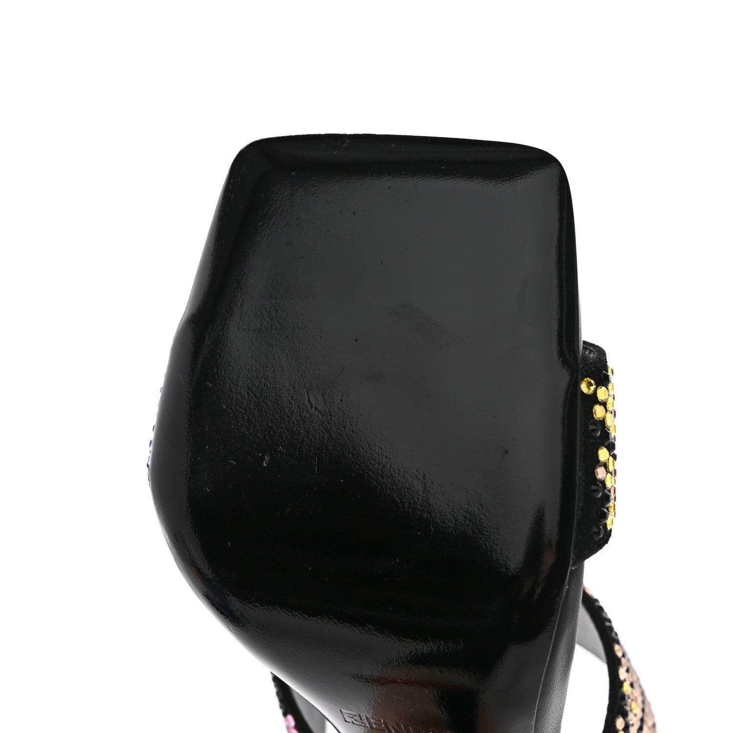 Versace X FENDI Calfskin Crystal Fendace FF Medusa High Heel Mule Sandals 36 Black Multicolor 10 of 12