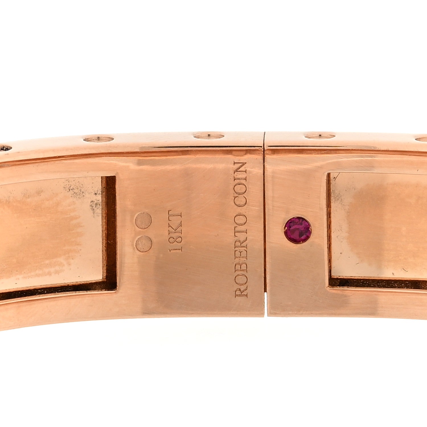 Roberto Coin 18K Rose Gold Diamond Pois Moi 2 Row Bangle Bracelet 3 of 3
