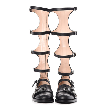 Gucci Calfskin Queercore Brogue Knee High Boots 40.5 Black 2 of 11