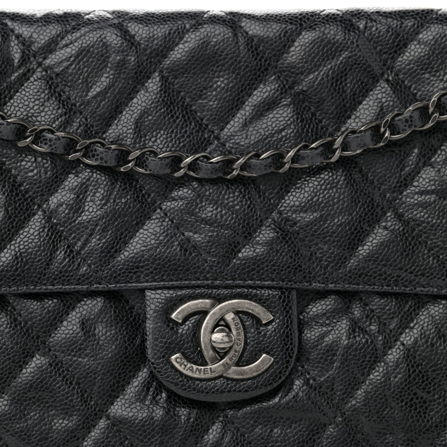 Chanel Crumpled Grained Calfskin Jumbo CC Crave Flap Black 8 of 10