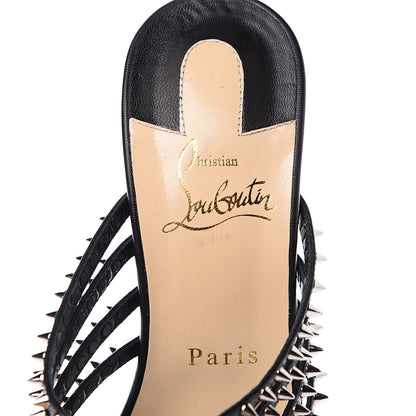 Christian Louboutin Kid Studded Marthaspike 100 Slide Sandals 38.5 Black Silver 8 of 11