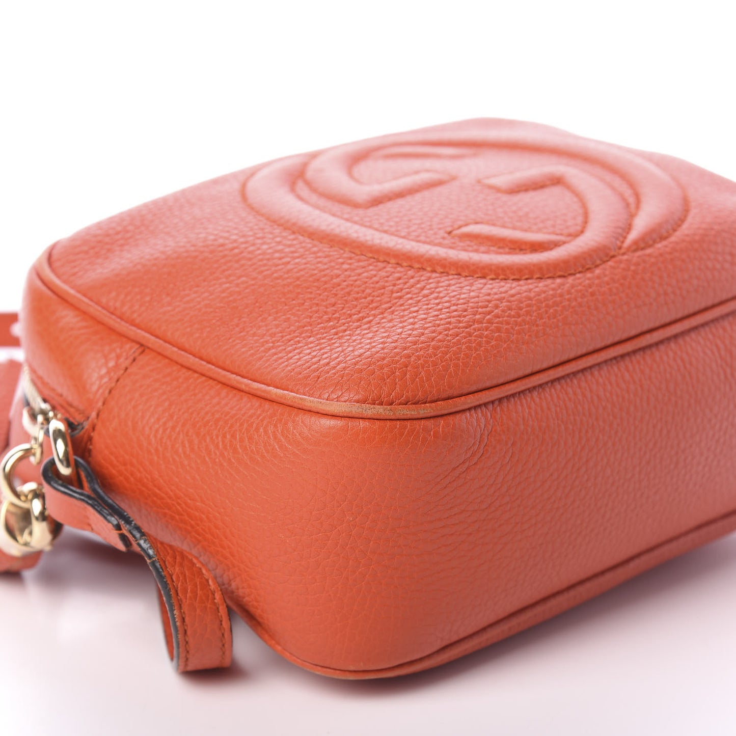 Pebbled Calfskin Small Soho Disco Bag Sun Orange