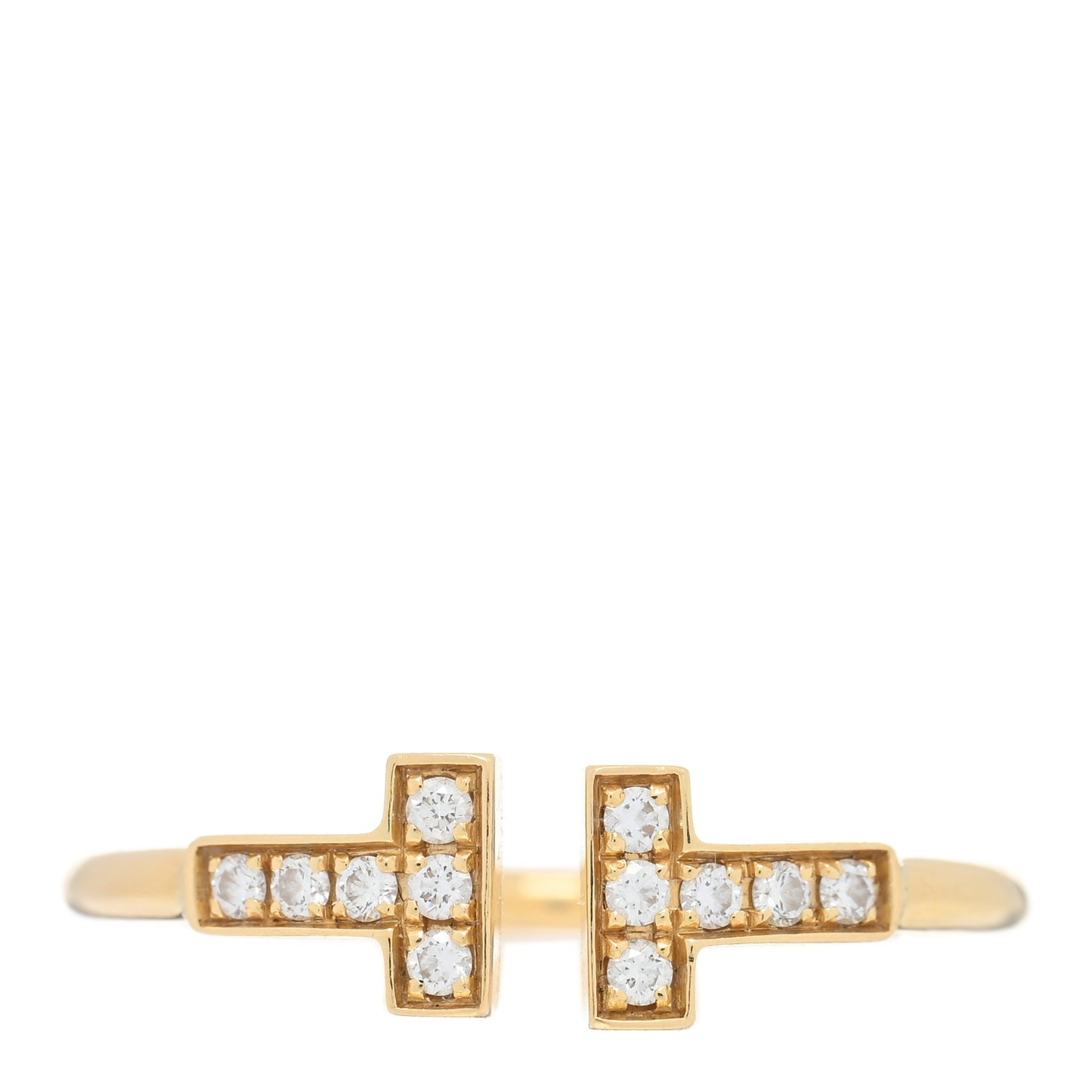 18K Yellow Gold Diamond T Wire Ring 59 8.75