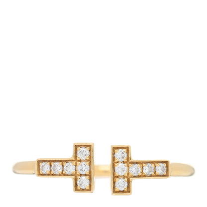Tiffany 18K Yellow Gold Diamond T Wire Ring 59 8.75 1 of 4