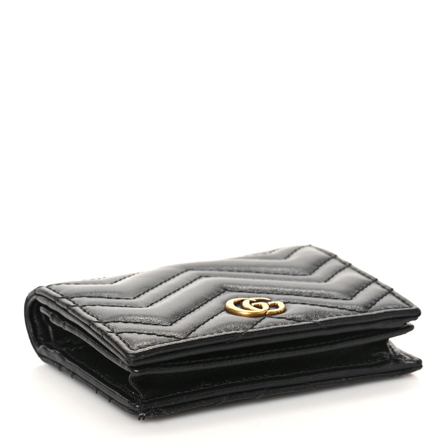 Gucci Calfskin Matelasse GG Marmont Card Case Wallet Black 4 of 9