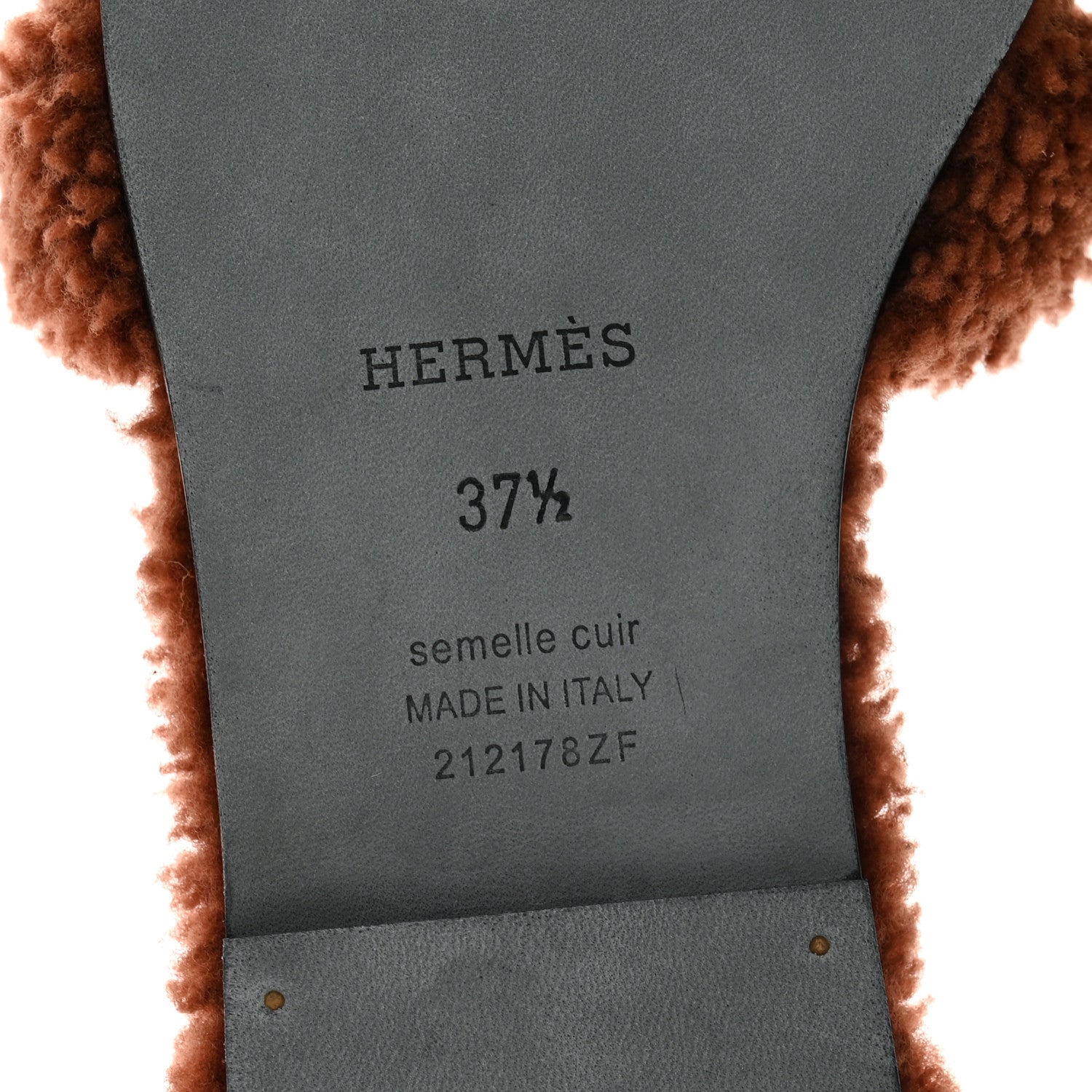 Hermes Woolskin Oran Sandals 37.5 Cognac 7 of 8