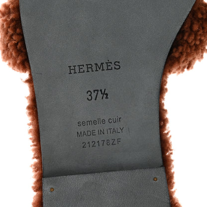 Hermes Woolskin Oran Sandals 37.5 Cognac 7 of 8