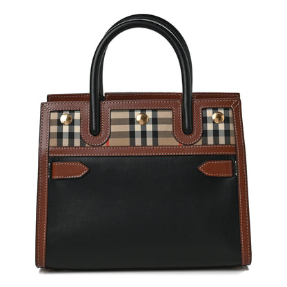 Burberry Calfskin Vintage Check Mini Two Handle Title Bag Black 1 of 6