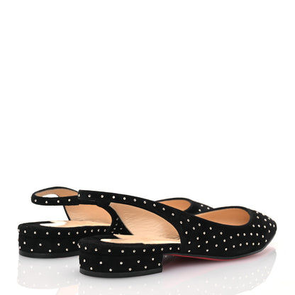 Christian Louboutin Suede Studded Slingback Flats 36.5 Black 4 of 9