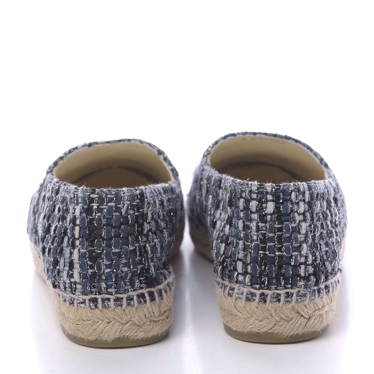 Metallic Tweed Lambskin CC Espadrilles 40 Blue Black Silver