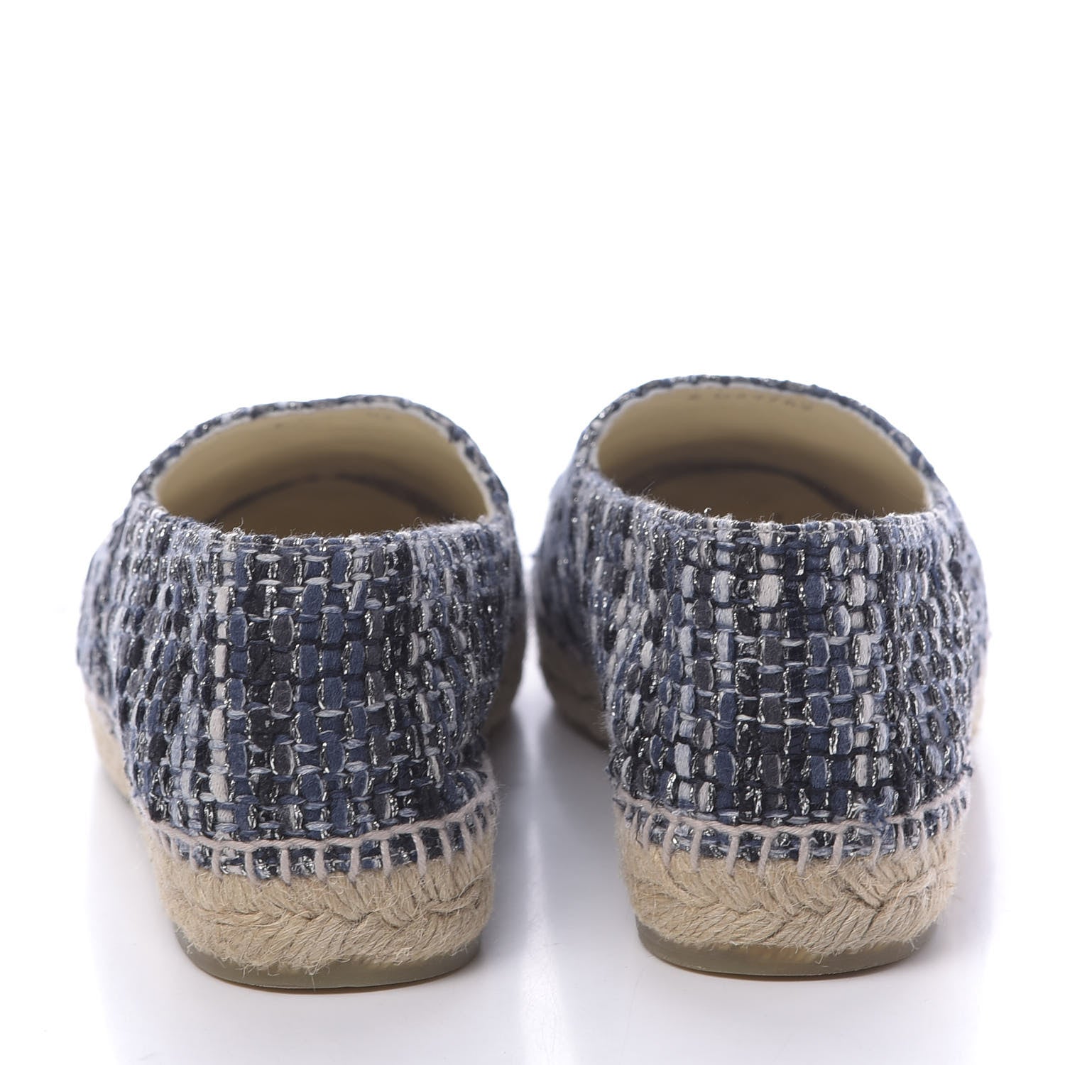 Chanel Metallic Tweed Lambskin CC Espadrilles 40 Blue Black Silver 7 of 11