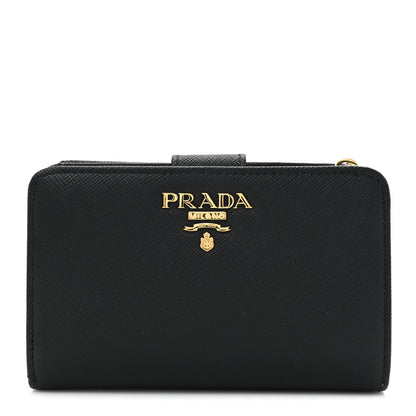 Prada Saffiano Metal Compact Wallet Black 1 of 9