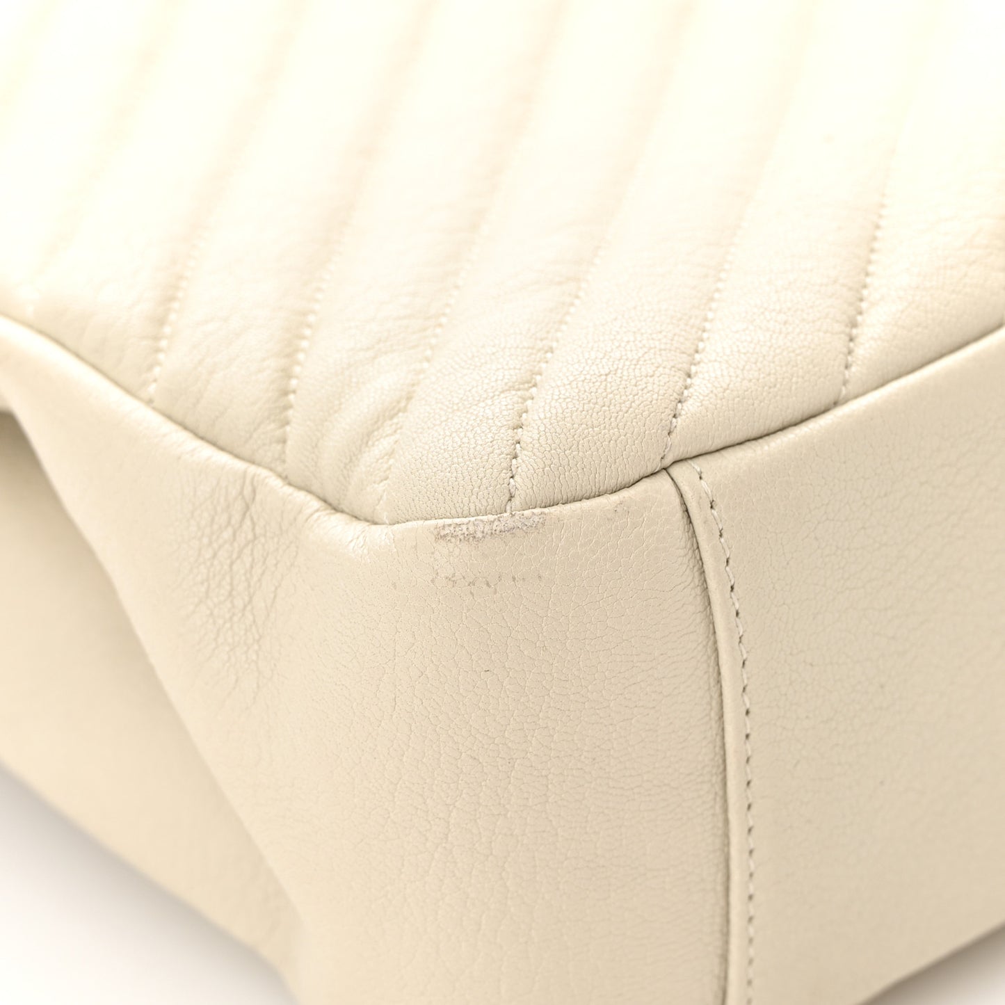 Sheepskin Matelasse Chevron Monogram Large College Satchel Cream Soft