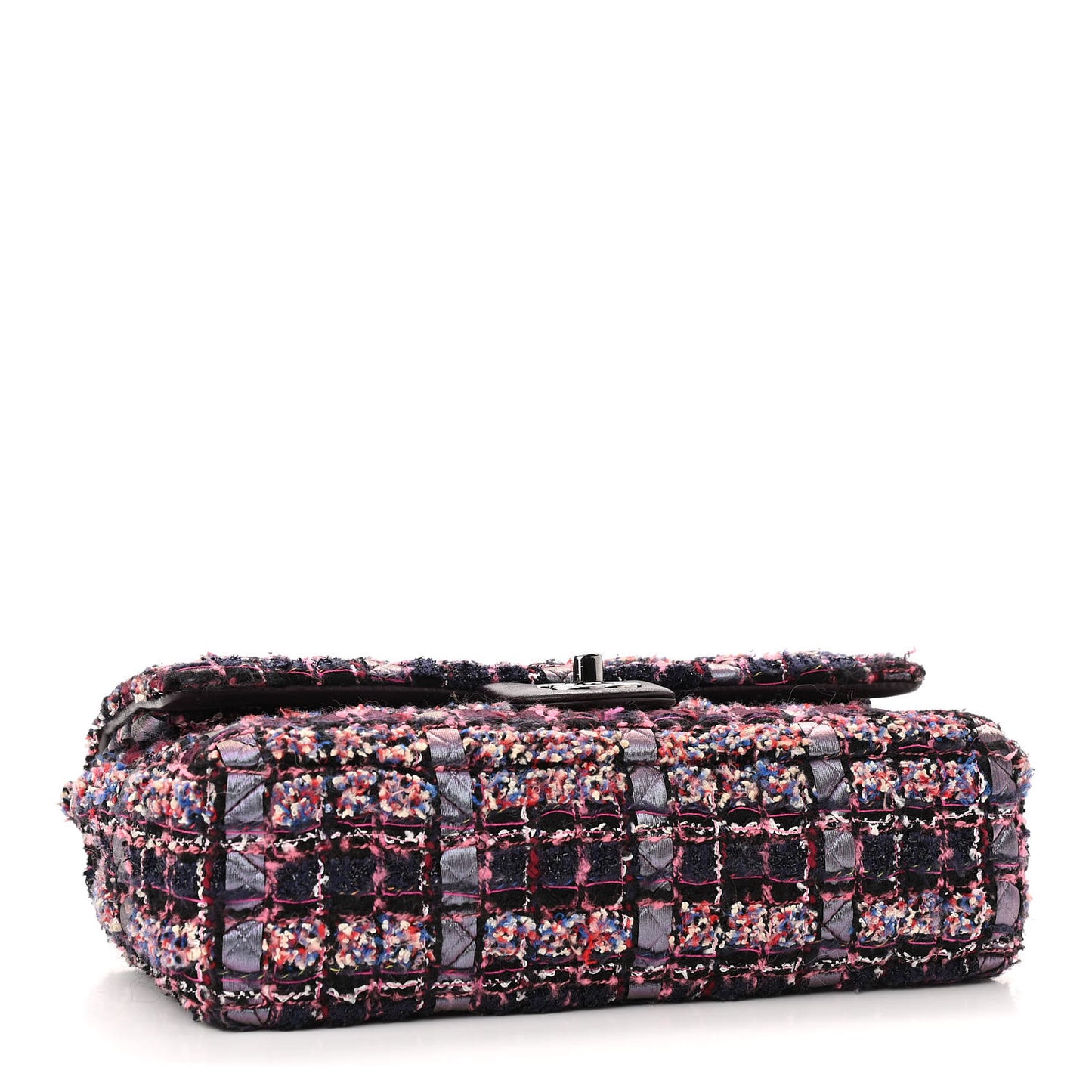 Tweed Quilted Medium Double Flap Dark Purple