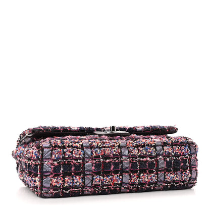 Chanel Tweed Quilted Medium Double Flap Dark Purple 4 of 10