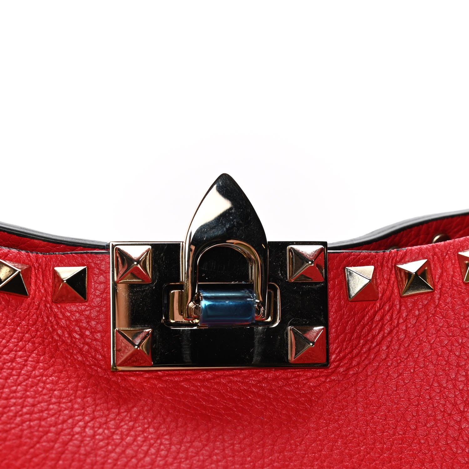Valentino Garavani Pebbled Calfskin Small Rockstud Flip Lock Hobo Rouge Pur 4 of 5
