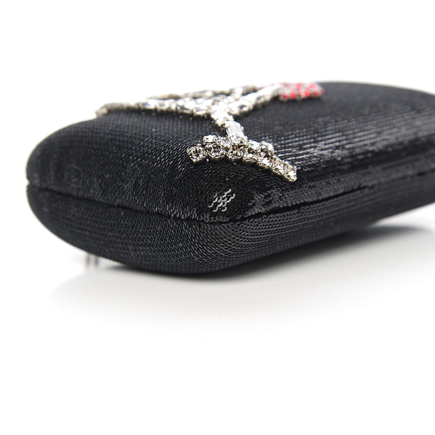 Sequin Crystal Cocktail Clutch Black