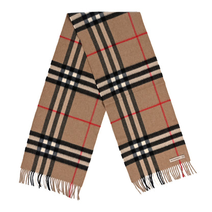 Burberry Cashmere Giant Check Fringe Scarf Camel 2 of 3