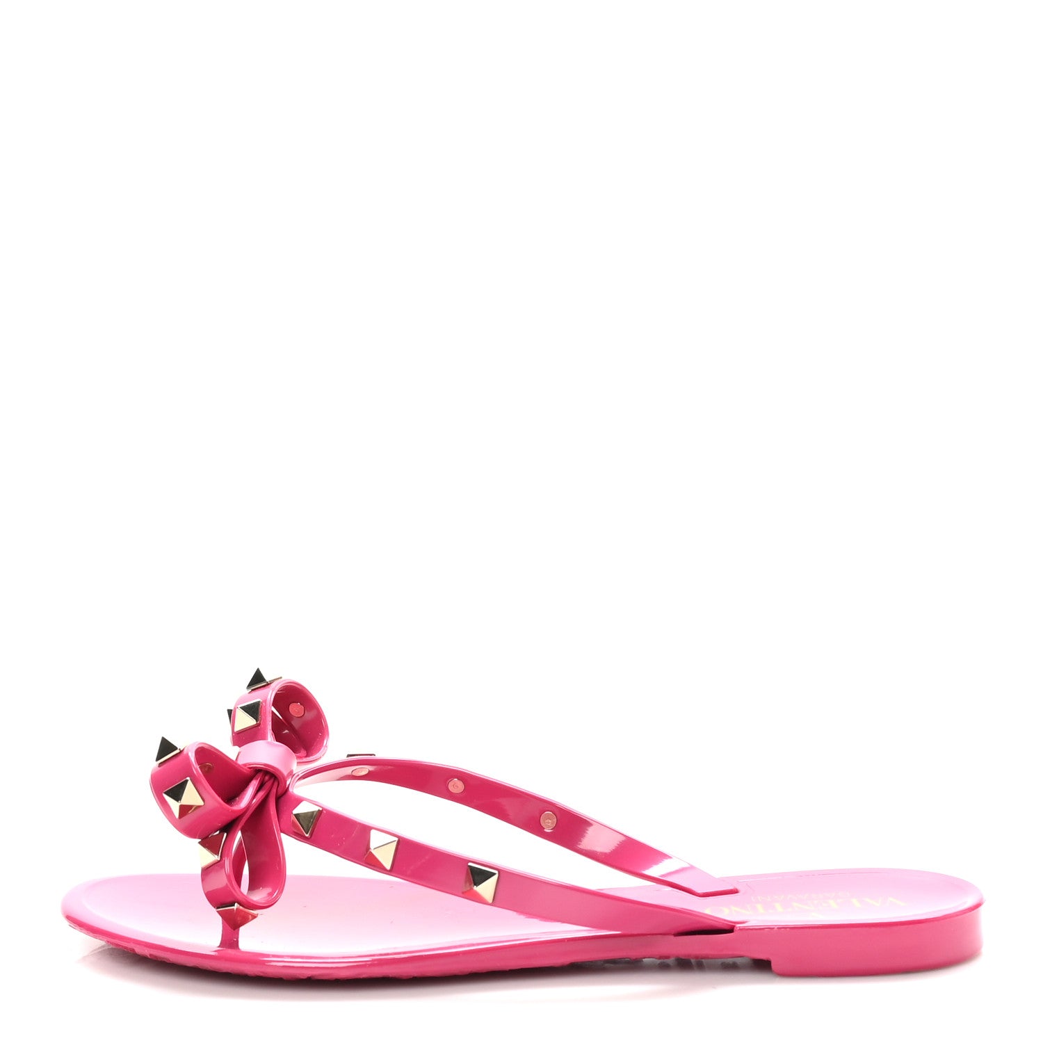 Valentino Garavani PVC Jelly Rockstud Bow Thong Sandals 36 Sweet Pink 1 of 9