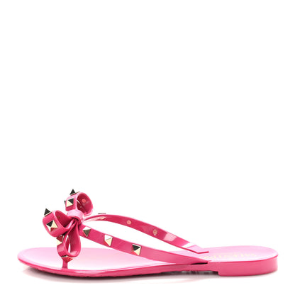 Valentino Garavani PVC Jelly Rockstud Bow Thong Sandals 36 Sweet Pink 1 of 9
