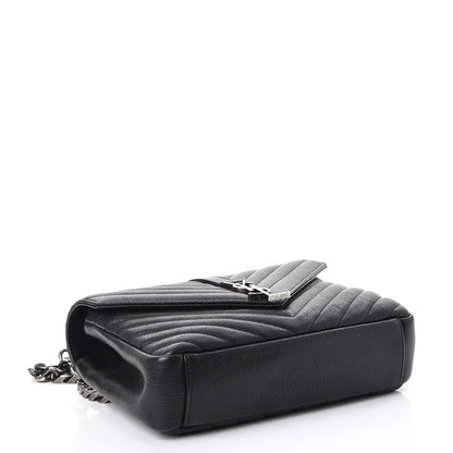 Saint Laurent Sheepskin Matelasse Chevron Monogram Medium College Bag Black 4 of 7