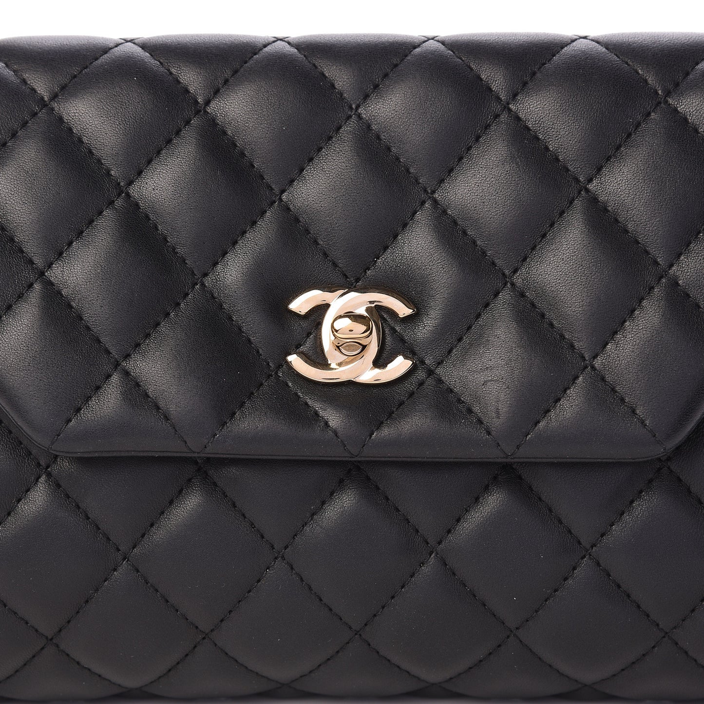 Lambskin Quilted Fold Up Again Clutch Black