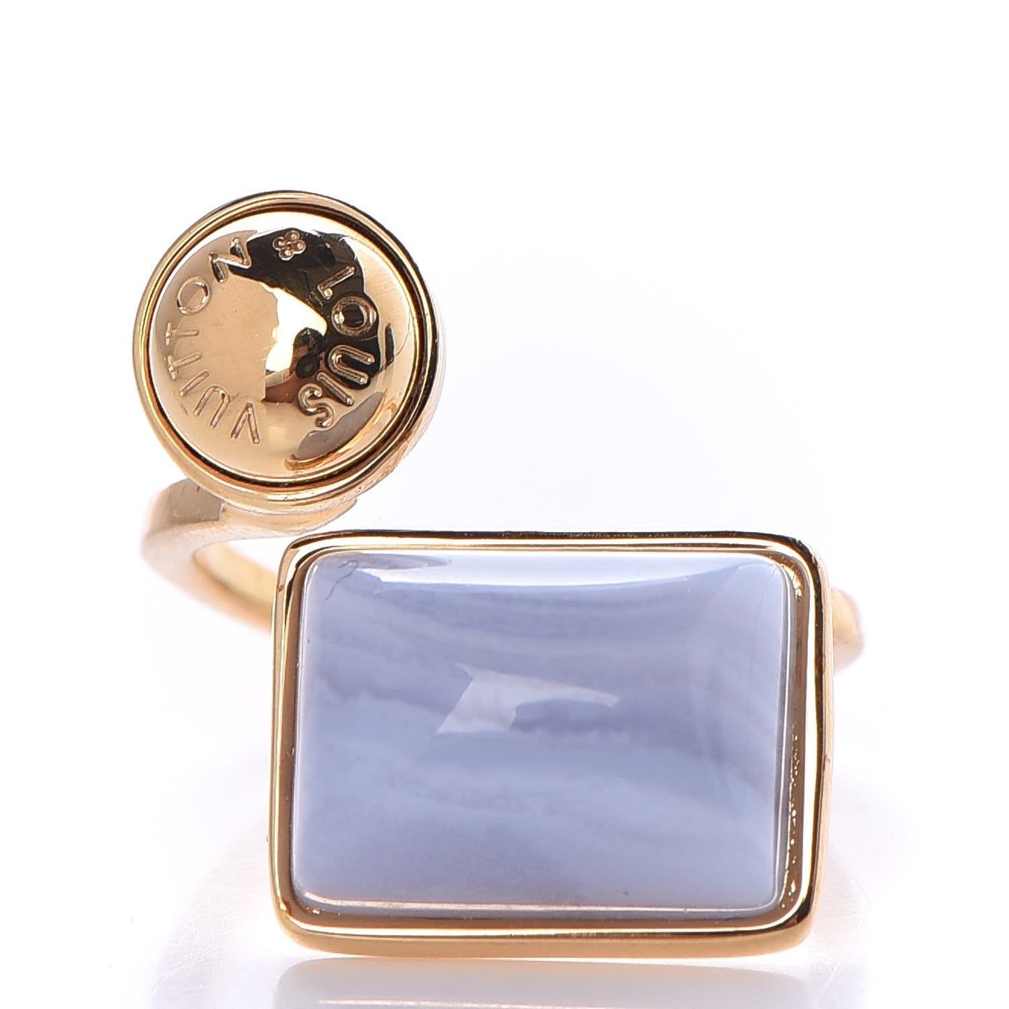 Gold Tone Blue Lace Agate Ring M