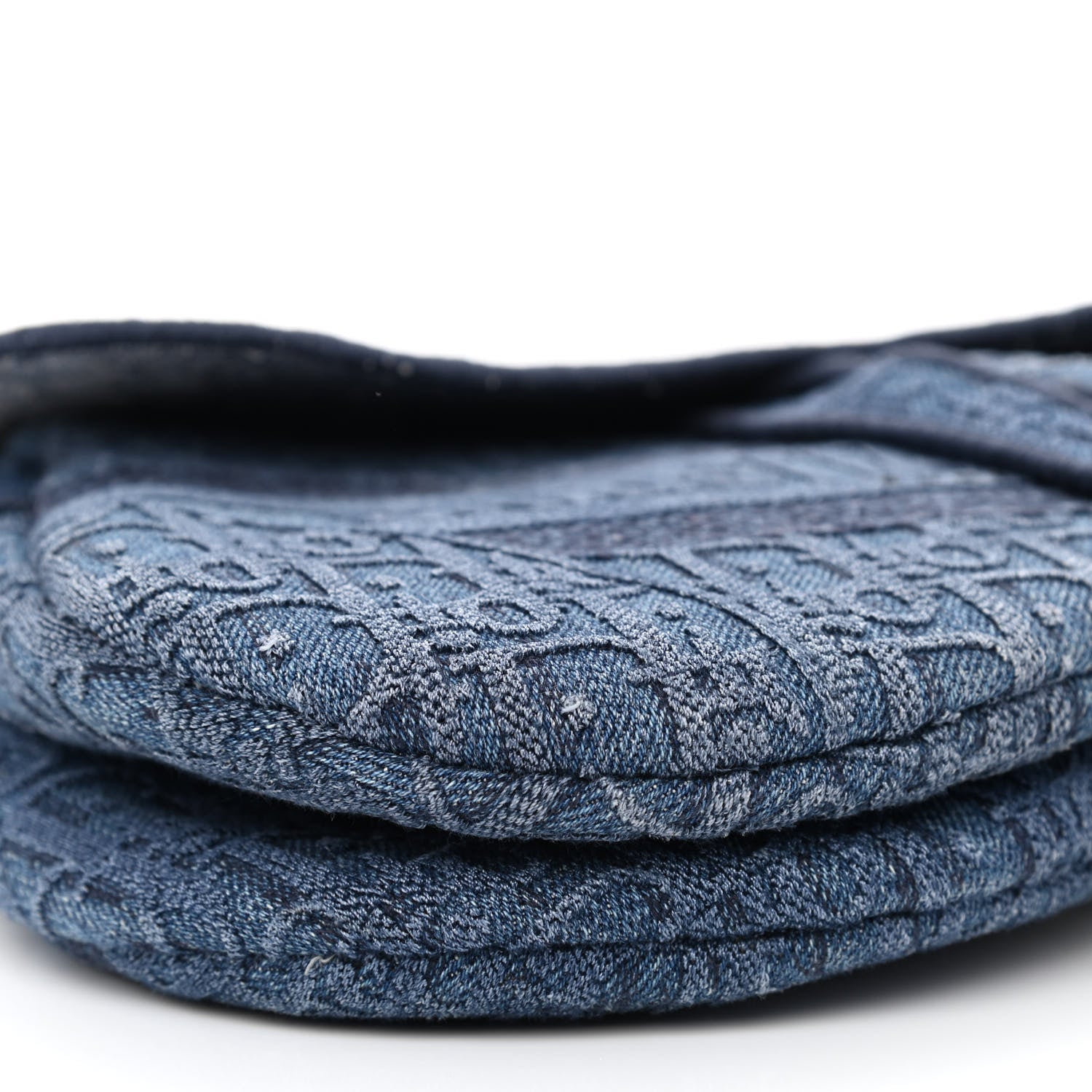 Christian Dior Oblique Embroidered Saddle Bag Denim Blue 9 of 11