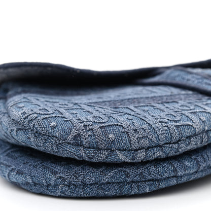 Christian Dior Oblique Embroidered Saddle Bag Denim Blue 9 of 11