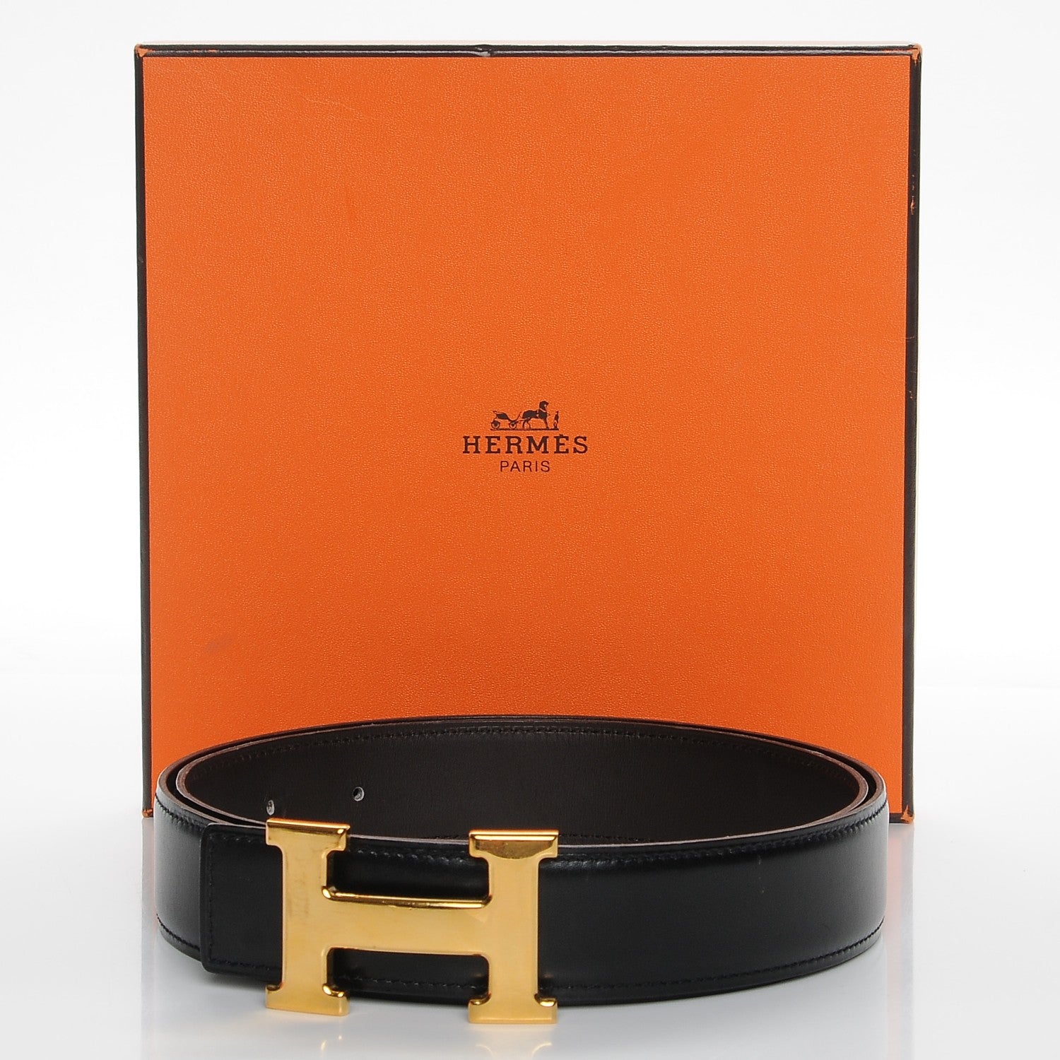 Hermes Box Swift 32mm H Belt 95 Black Chocolate 7 of 7