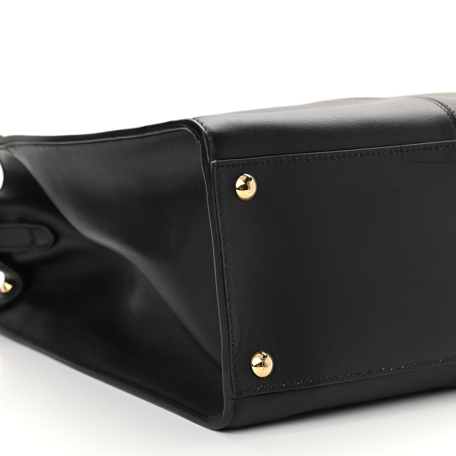 Fendi Vitello Seta Glazed Fabric FF 1974 Medium Peekaboo X-Lite Black Mogano Panna 8 of 9