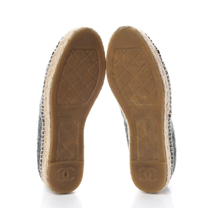 Chanel Tweed Velvet CC Espadrilles 36 Grey Black 7 of 7